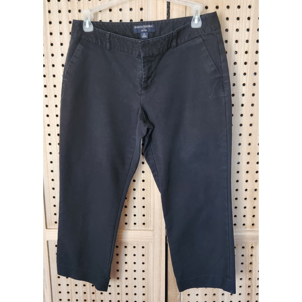 Banana Republic Capri Pants Womens 8P Cotton Pockets Button Black Summer Resort